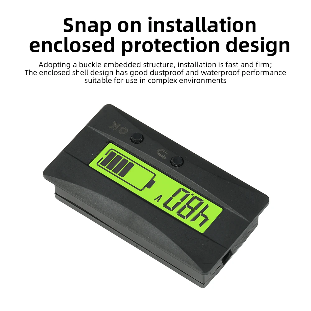 Universeller LCD-Digital-Batteriespannungsanzeiger 9-120V mit Ladezustandsanzeige, Schnappmontage für Lithium- und Blei-Säure-Batterien – Detail 10