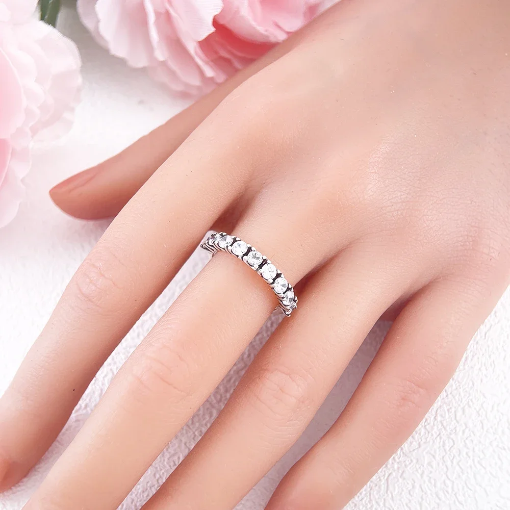 Sprankelende Pavé Zirkoon Starlight Love Bow 925 Sterling Zilver Originele Ring Dames High-end Boutique Fijne Sieraden Cadeau