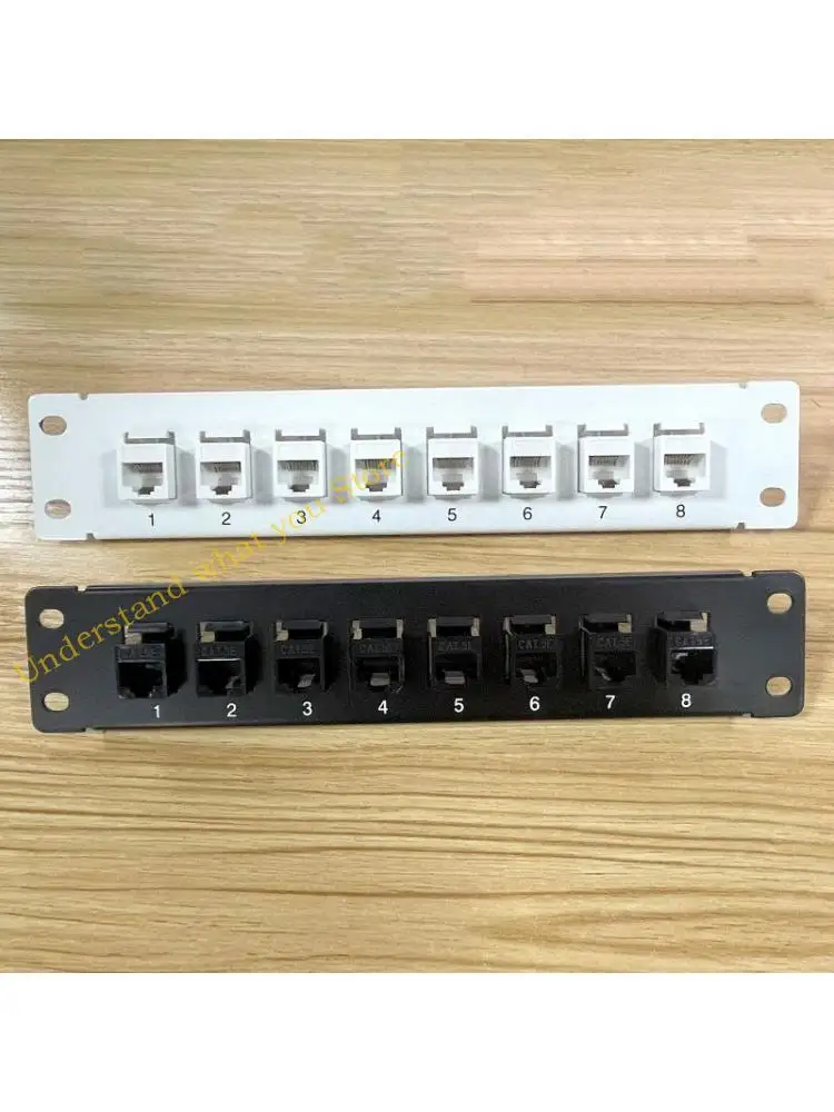 J60A 8-Port CAT5e Shielded Patch Panel RJ45 10G Ready Metal Housing Color-Coded Labeling for T568A and T568B Wiring