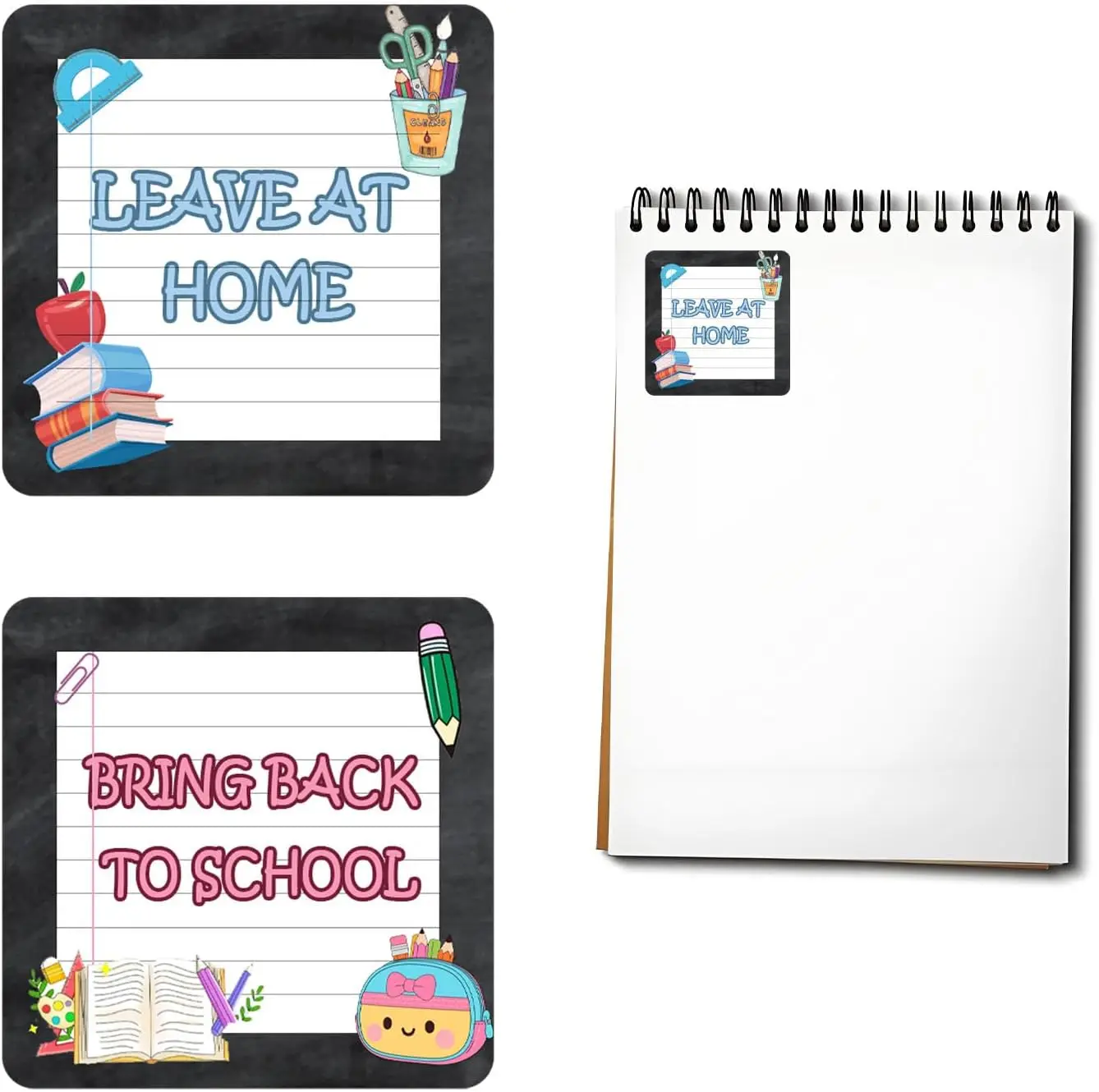 

500 шт. сохраняют дома, принесите обратно в школу, наклейки для учителей, 2-дюймовые наклейки для блокнотов «Внимаются на композицию» для классных принадлежностей