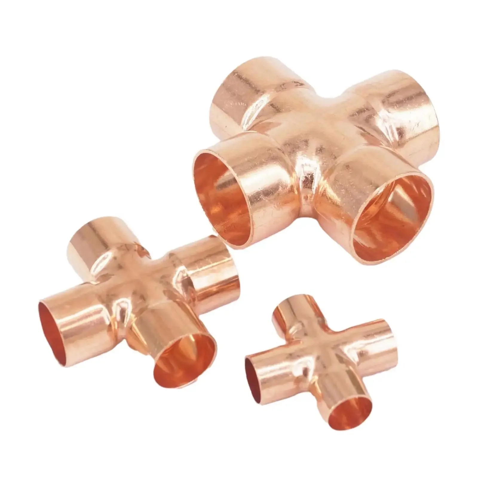 

Внутренний диаметр 6,35/15/16/22/28/35/42/54 мм Концевая подача из чистой меди, поперечный 4-ходовой соединитель для сварочной трубы, кондиционер, водонагреватель