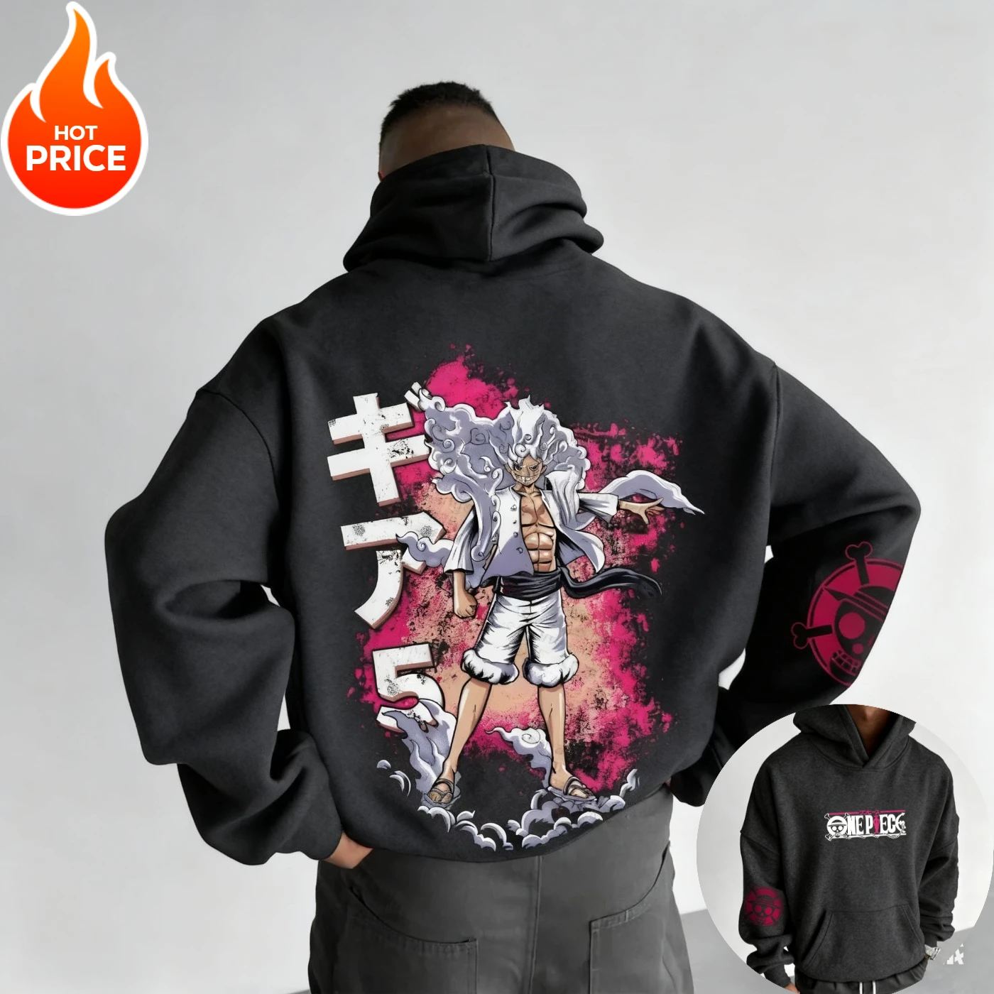 Hoodie Oversize Vintage Musim Dingin Anime One Piece Harajuku Luffy Streetwear 2025 untuk Pria Wanita, Sweatshirt Berkerudung Lengan Panjang Y2k