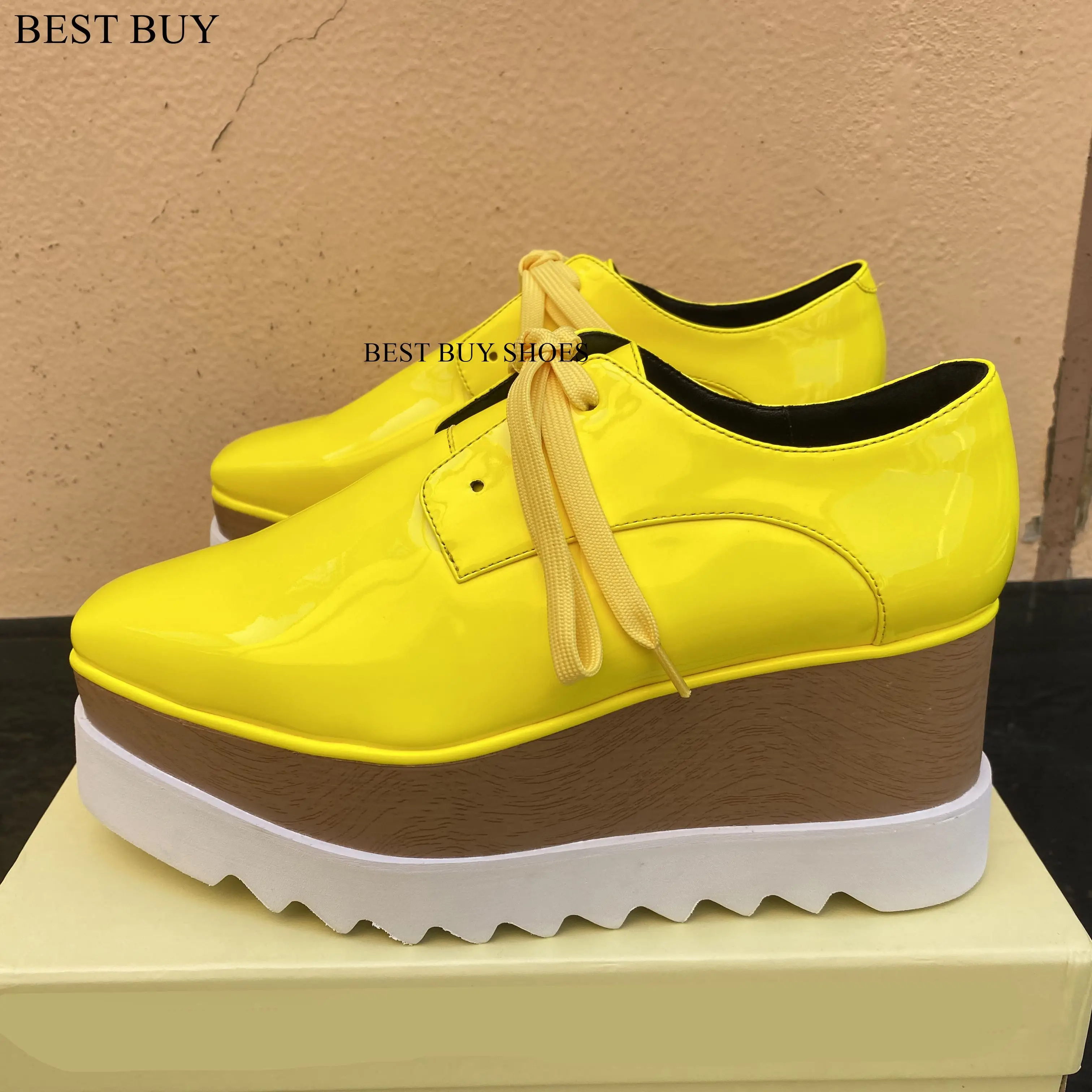 

2024 Women flats wedge shoes spring moccasin Fashion patent leather shoes lady loafers Lace up platform Shoes plus size 35-41