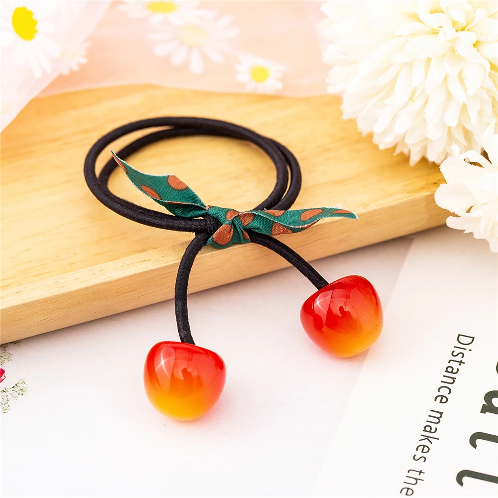 Cute Cartoon Cherry Hair Ties accessori per capelli di moda per ragazza donna 3 colori corda per capelli Bow Ponytail Holder Loverly Headwear