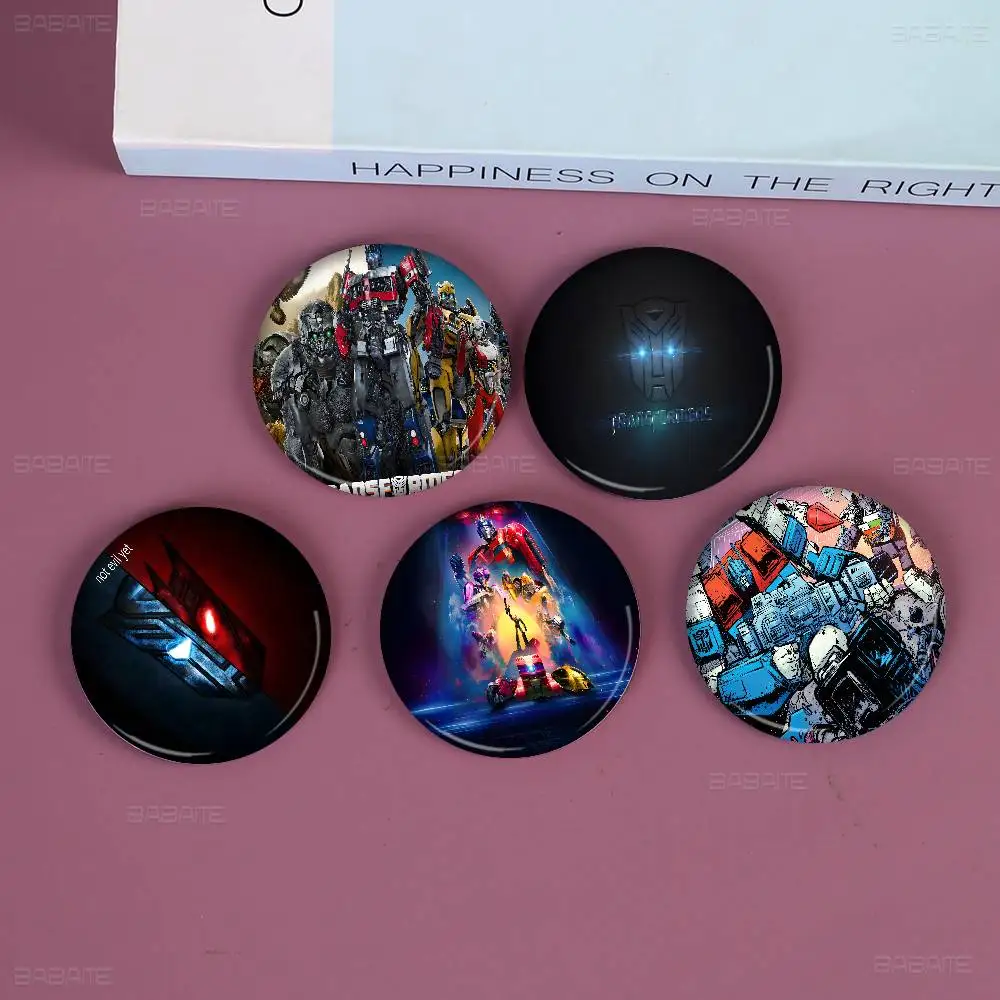 Fashion T-Transformers Creative Pins Funny Round Snap-in Brooch Badge Backpack Hat Accessories Jewelry Gifts for Friend
