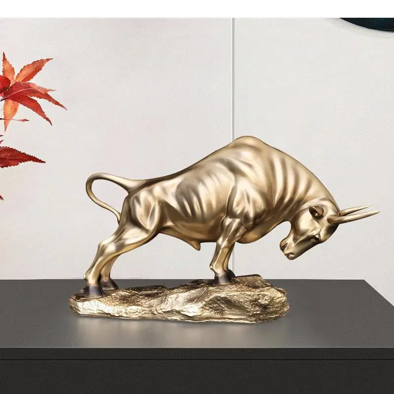 Golden Bullfight Statue Resin Crafts Desk Decoration Bull Sculpture Simulated Aniaml Ornaments Room Aesthetics Furnishings