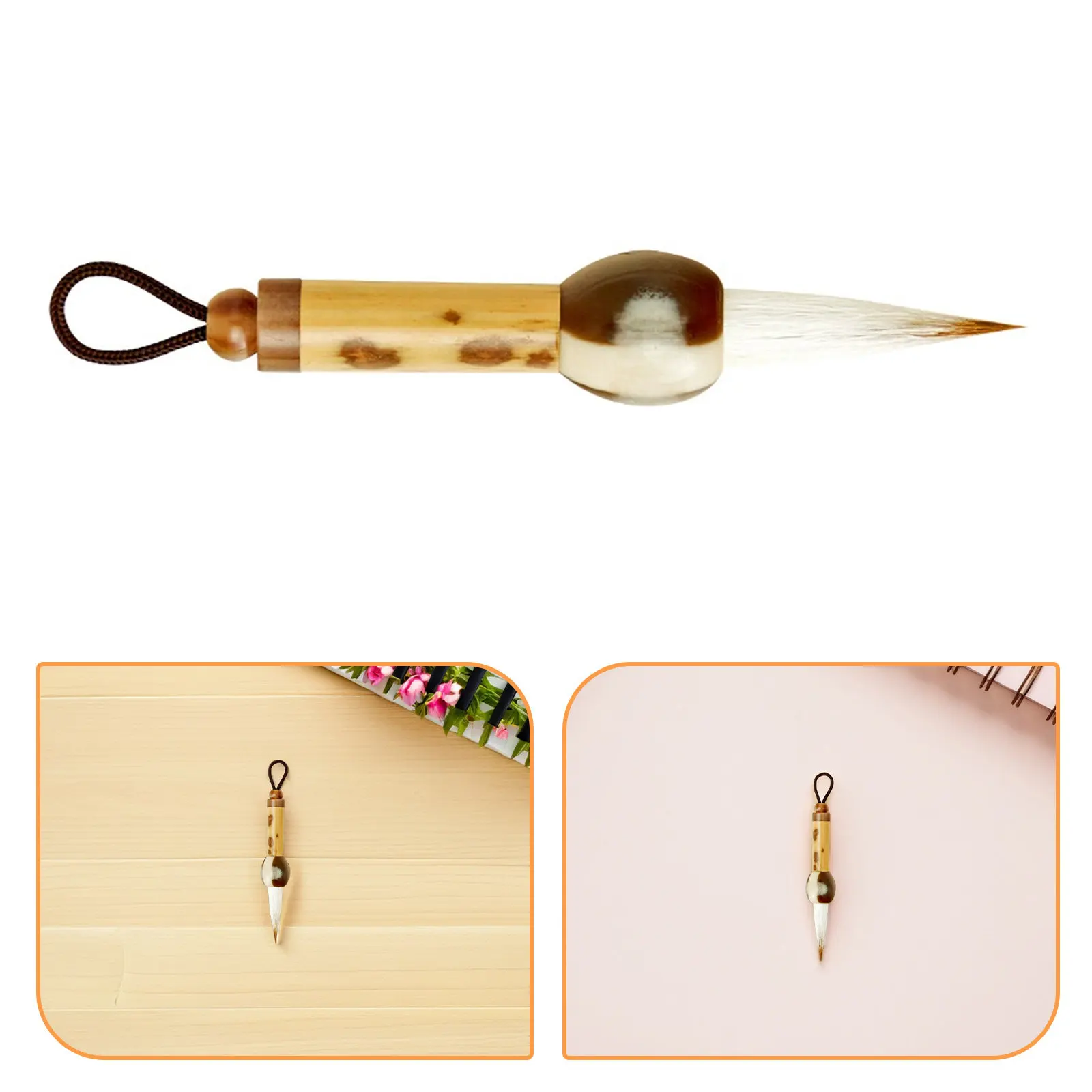 Mini Chinese Calligraphy Brush Set Portable Traditional Ink Painting Writing Brush Imitation Ox Horn Handle Fine