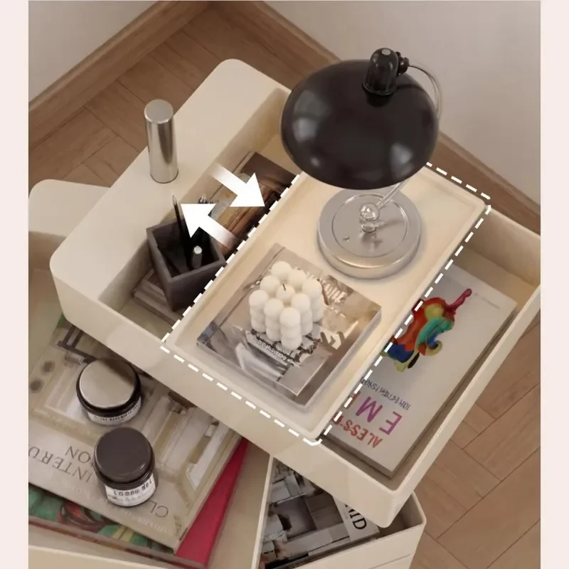for Simple Storage Cabinet Drawer Unit Cosmetics Organizer Snack Table Side Table Bedside Table Rotating Movable Trolley
