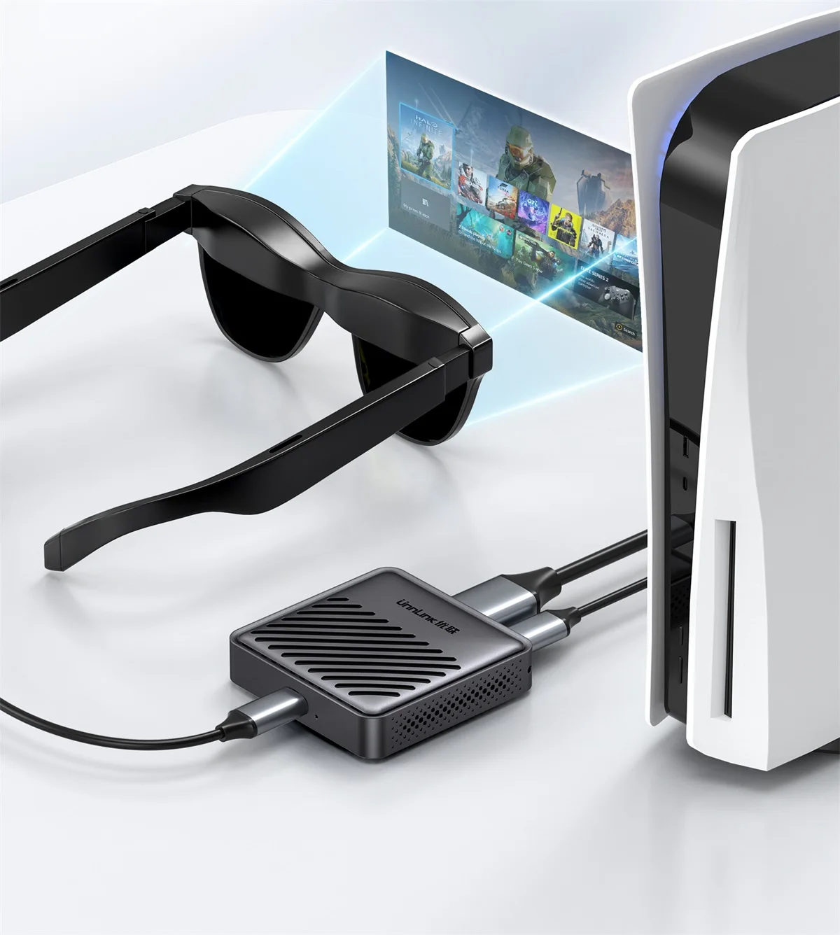 Unnlink HDMI zu USB-C AR-Brillen-Konverter für PS5 PS4 Switch2 Xbox zu Xreal Rokid Rayneo USB-C Tragbarer Bildschirm – Detail 1