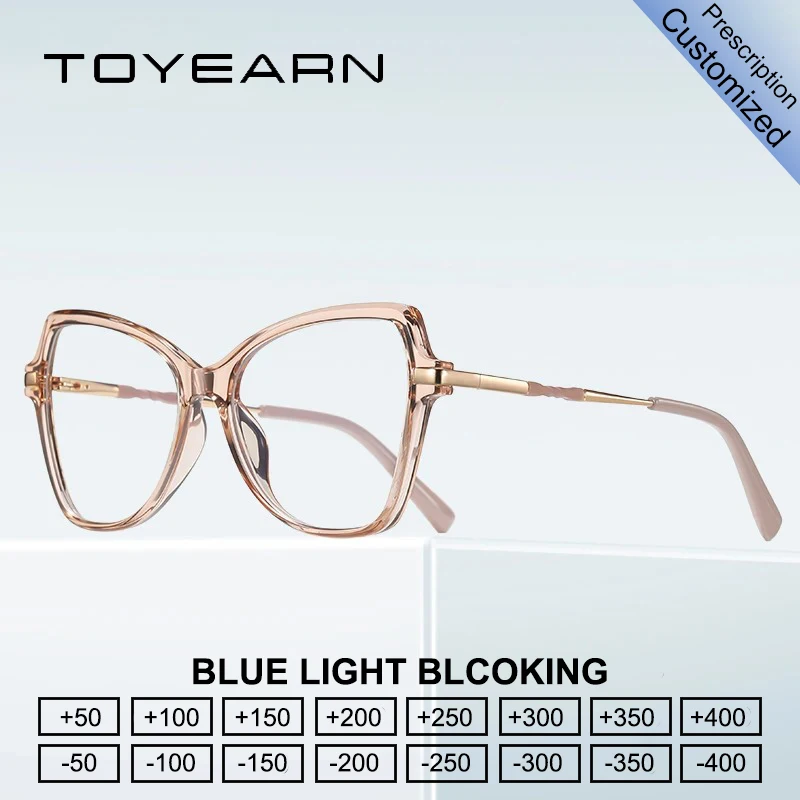 

Очки для чтения TOYEARN Fashion Lady Butterfly для женщин, с диоптриями, на заказ, для компьютера, оптические, с большой оправой