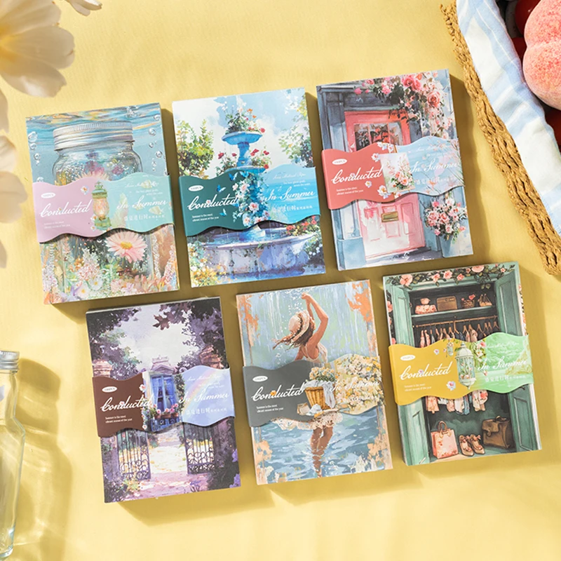 100sheets/bag Sheng Summer Is in Progress Summer Themed Material Paper DIY Handbook Collage Greeting Card Envelope Glasses