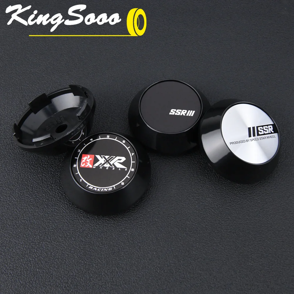 4PCS JDM SSR Rim Cap 60mm Clip Sport Wheel Center Cap XXR 530/557 Wheel Cover Hub Cap Black & Silver