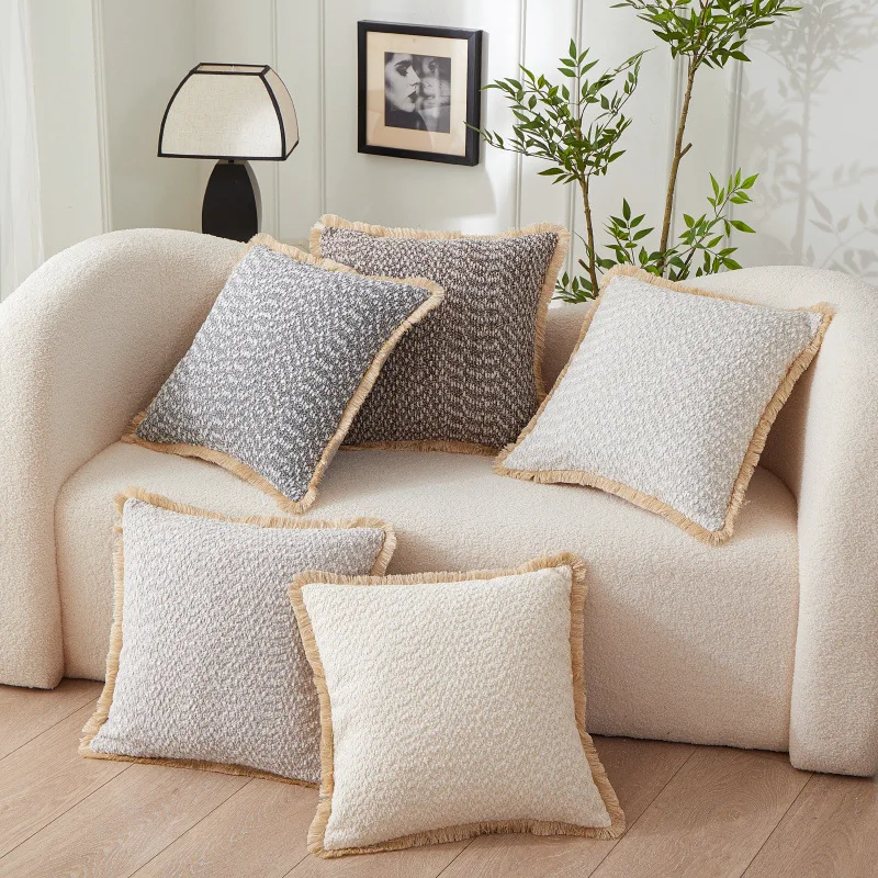 

45x45cm Throw Cushion Cover Fashion New Simple Wind Fringe Embroidery Living Room Bedroom Sofa Comfortable Pillow Case Cover