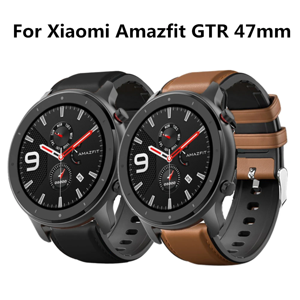 For Xiaomi Huami Amazfit Stratos 3 2 2S GTR 47mm Pace Watch Band Leather+Silicone Strap For Samsung Galaxy Watch 3 45mm Bracelet