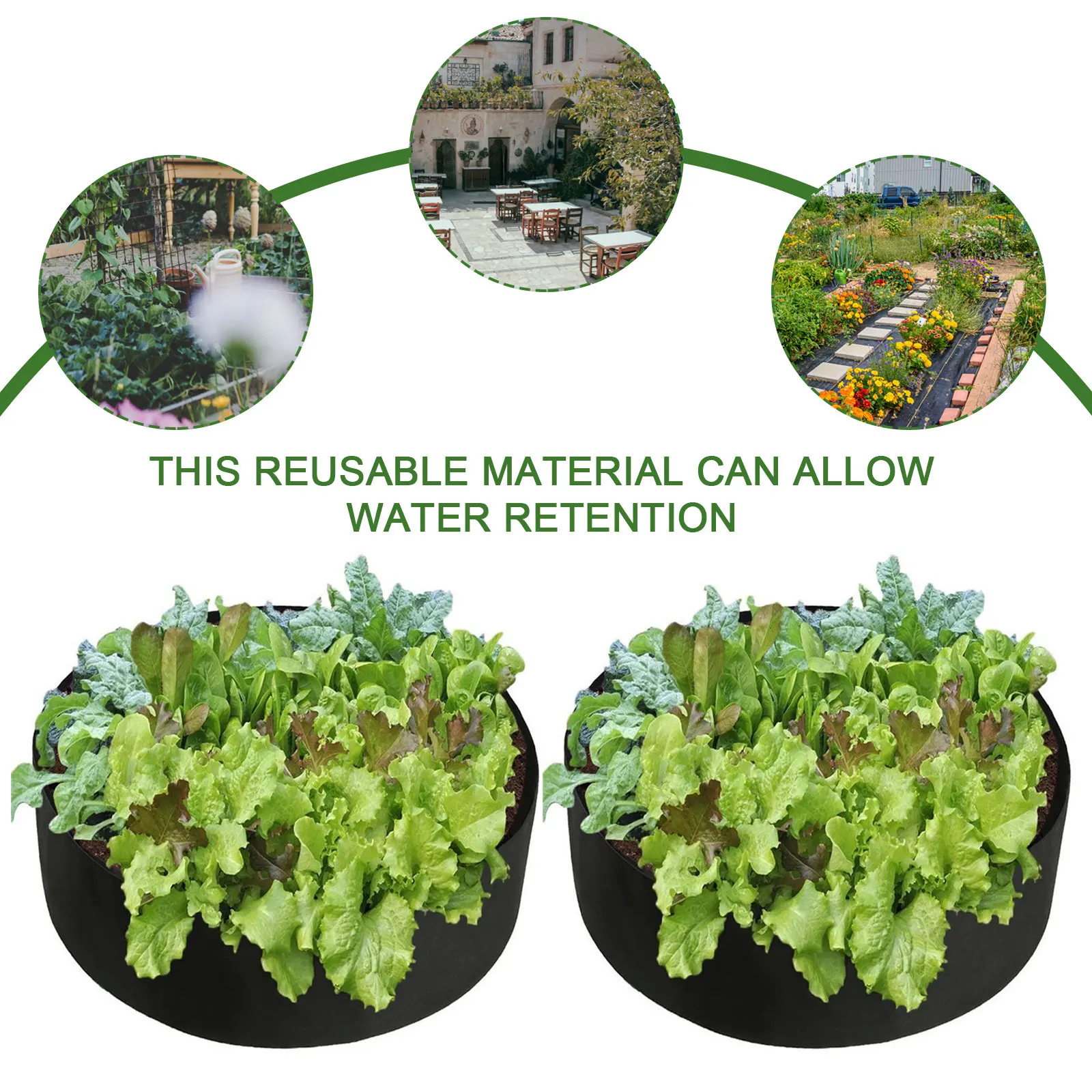 

2Pcs Fabric Planting Bags 60x20cm Heavy Duty Felt Grow Pouch for Outdoor Indoor Plants Breathable Root Air Pruning Planter