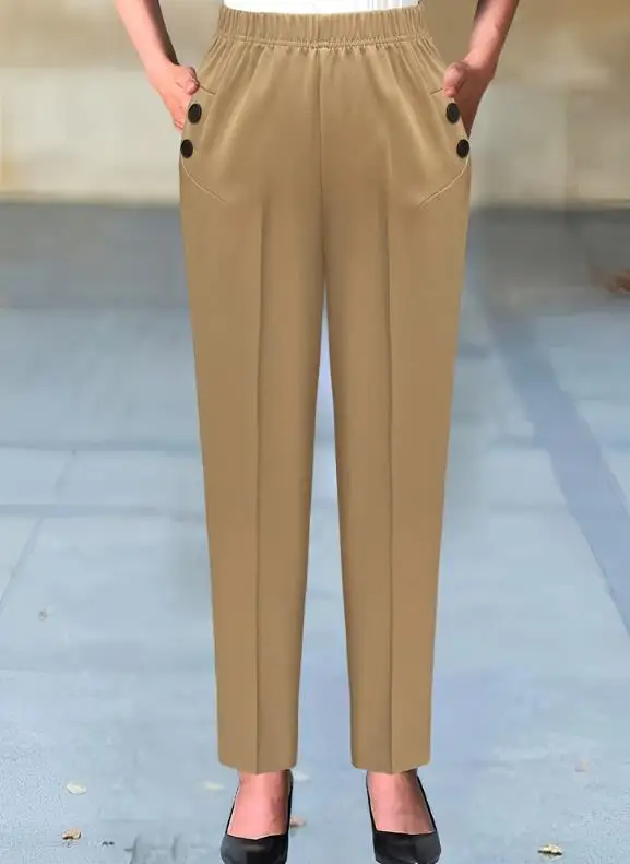 2026 Elegante Nieuwe Mode Lente en Zomer Dunne Hoge Taille Hangende Elastische Taille Dubbele Zak Geruite Casual Smalle Pijpen Broek