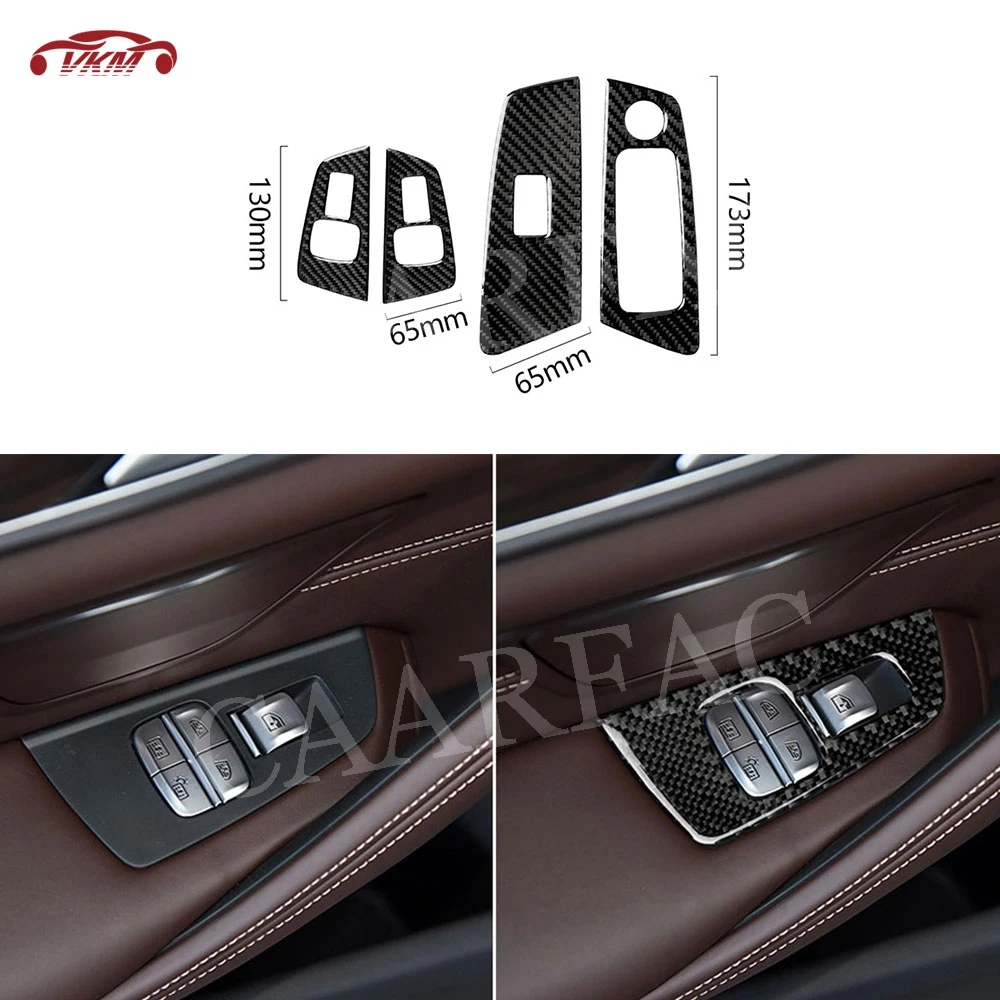 

Carbon Fiber Car Door Window Lifter Switch Buttons Trim Frame Cover Stickers Decoration For BMW 5 Series G30