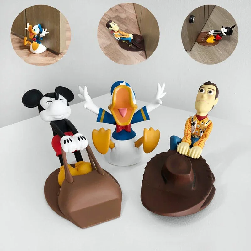 

Kawaii Disney Mickey Doorstop Creative Cute Donald Duck Woody Windproof Home Office Anti-Collision Doorstop Decorate Toys Gifts