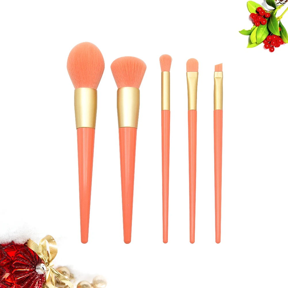5 Stück in 1 Set Orange Professionelles Haar-Make-up-Set Tragbares Kegelform-Make-up-Werkzeug-Set mit Kunststoffgriff