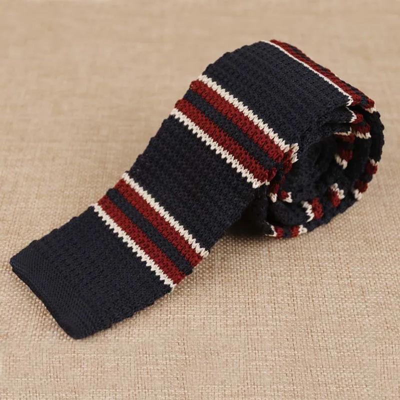 Mens Knit Ties Casual Striped Knitted Neck Ties For Men Wedding Suits Polyester Slim Neckties Gravatas Business Skinny Men Ties