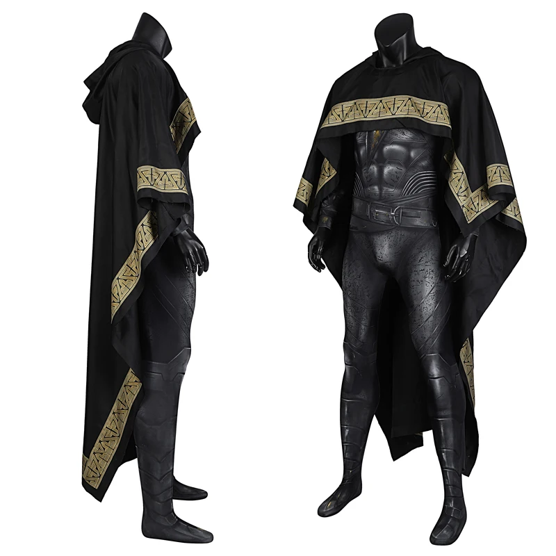 2022 New Movie Black Adame Ancient Egyptian Male Hero Tight Jumpsuit 3 d Printing Cloak Halloween Anime Fair Cosplay Costume