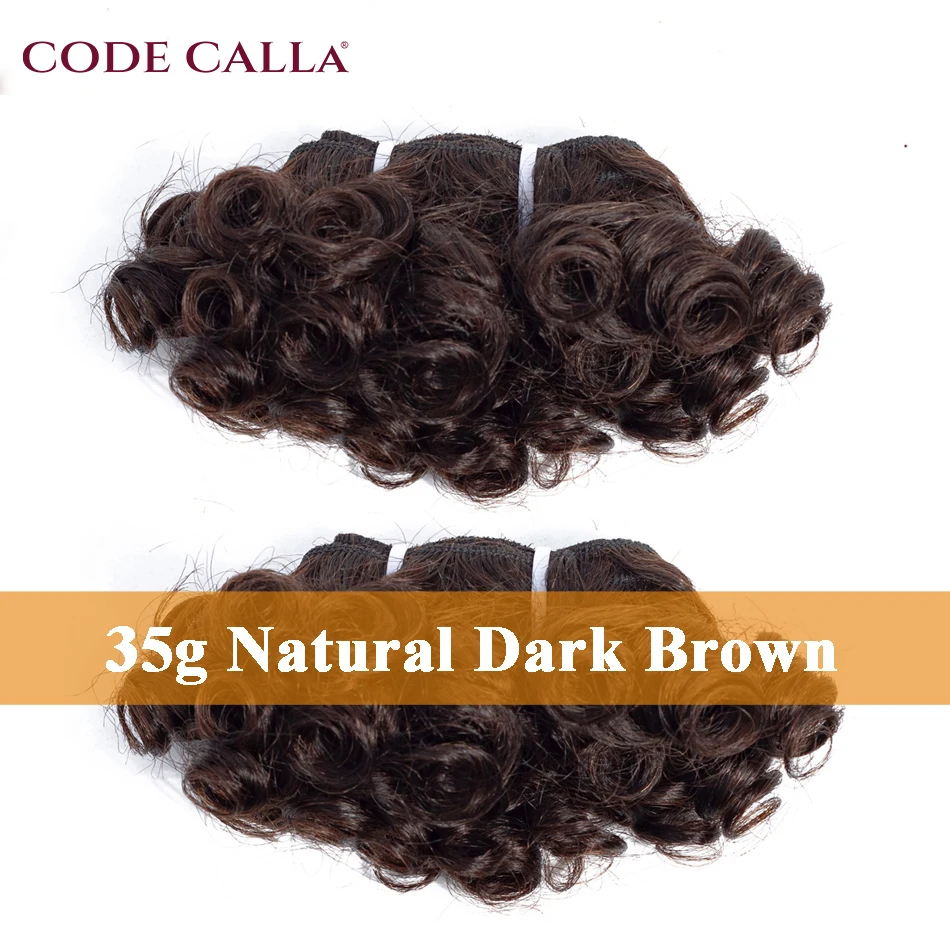 Code Calla Bouncy Curly Hair Bundles Double Draw Indian 6inch Short Cut Remy Human Hair Extensions Natural Black Brown Color