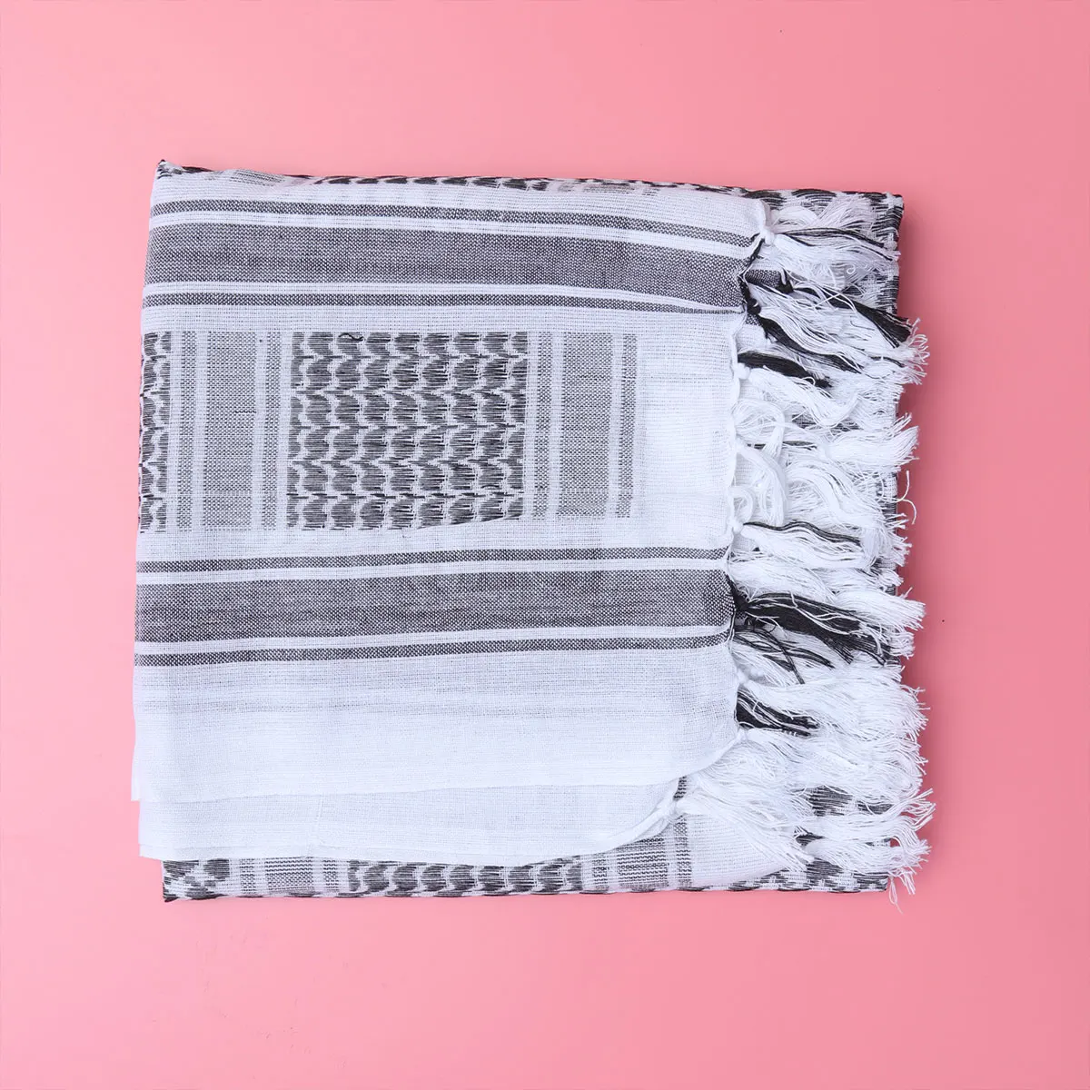 

White and Black Scarf Winter Arab Head Wrap Outdoor Cozy Shawl Unisex Neck Decoration