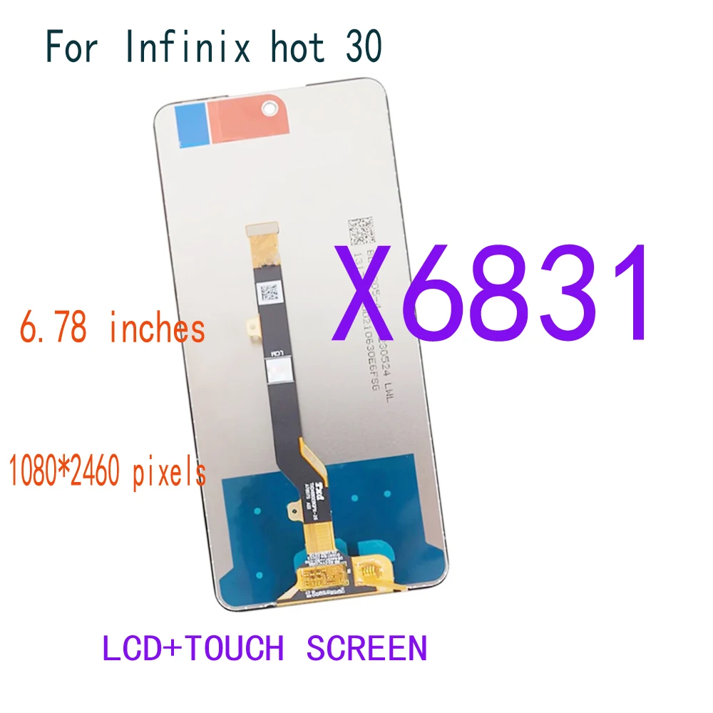 

Оригинальный ЖК-экран 6,78 дюйма для Infinix hot 30 x6831, ЖК-дисплей кодирующий преобразователь сенсорного экрана в сборе, экран с дигитайзером в сборе, замена