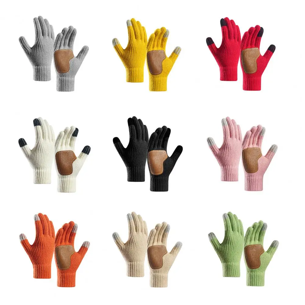 

Winter Touchscreen Gloves Men Women Warm Knitted Gloves with Anti-Slip Palm Thickened Thermal Gloves for Outdoor Cycling Daily O