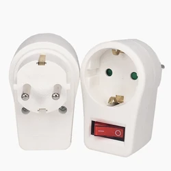 European Type Conversion Plug With Switch Neon Indicator 16A Travel Plugs 1 TO 1 Way EU Standard Power Adapter Socket