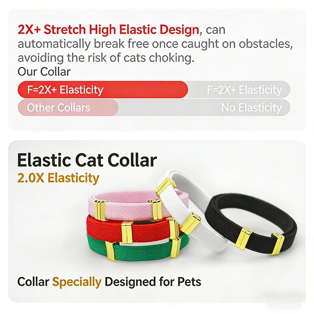 Fashion AirTag Cat Collar Elastic Customized Name Tag Tracker GPS Case Holder Anti-Loss Adjustable Pet ID Cute Dog Kitten Collar_voghion.com