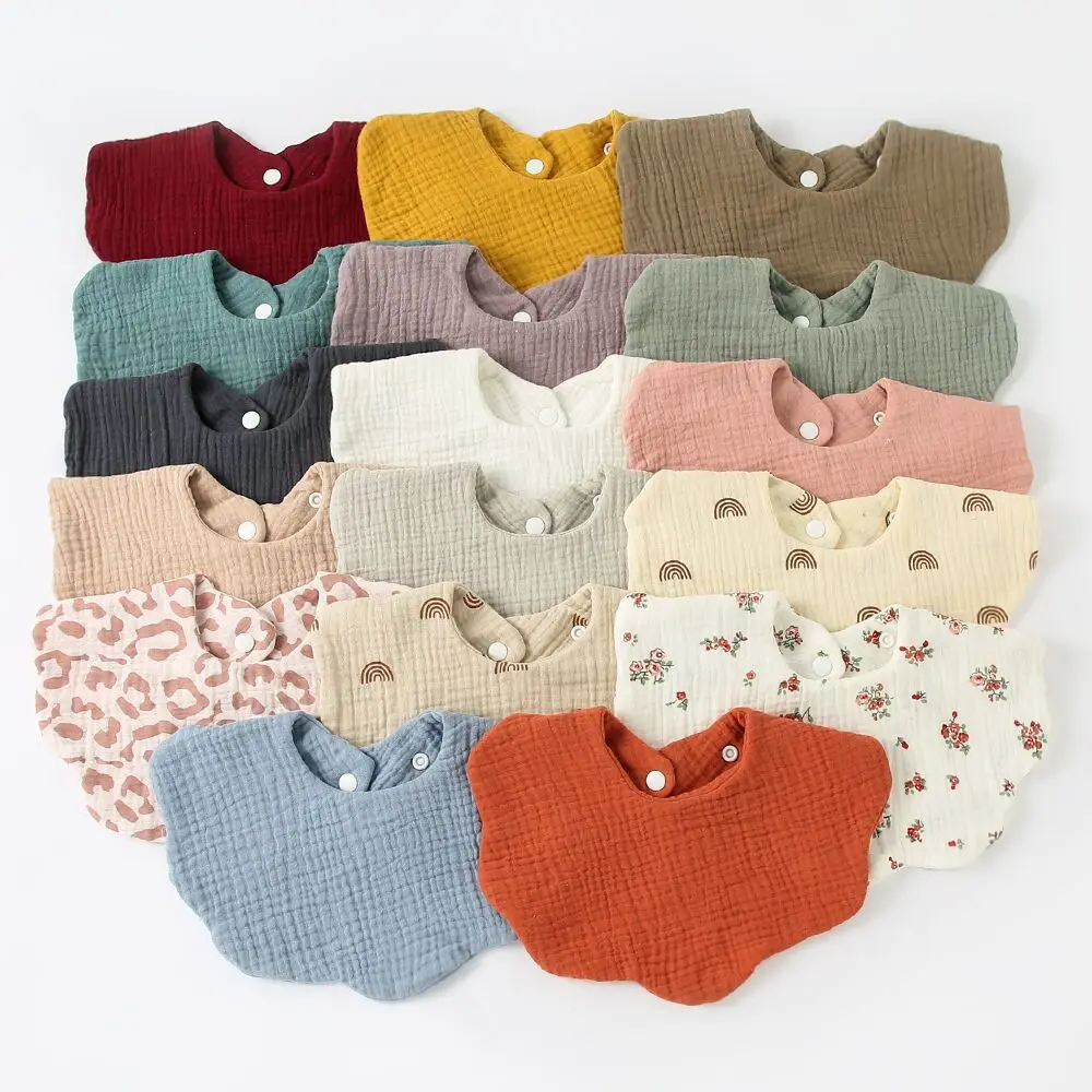 100% Cotton Baby Bandana Drool Bibs, 360-Degree Rotating Muslin Bibs for Boys Girls Newborn Infant for Drooling and Teething