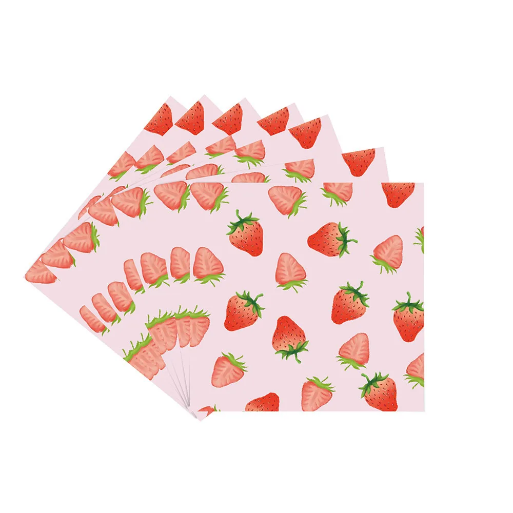 20/40/60/100Pcs Erdbeere Thema Serviette Geburtstag Party Decor Einweg Sommer Obst Serviette Jungen Mädchen baby Shower Party Supplie – Detail 6