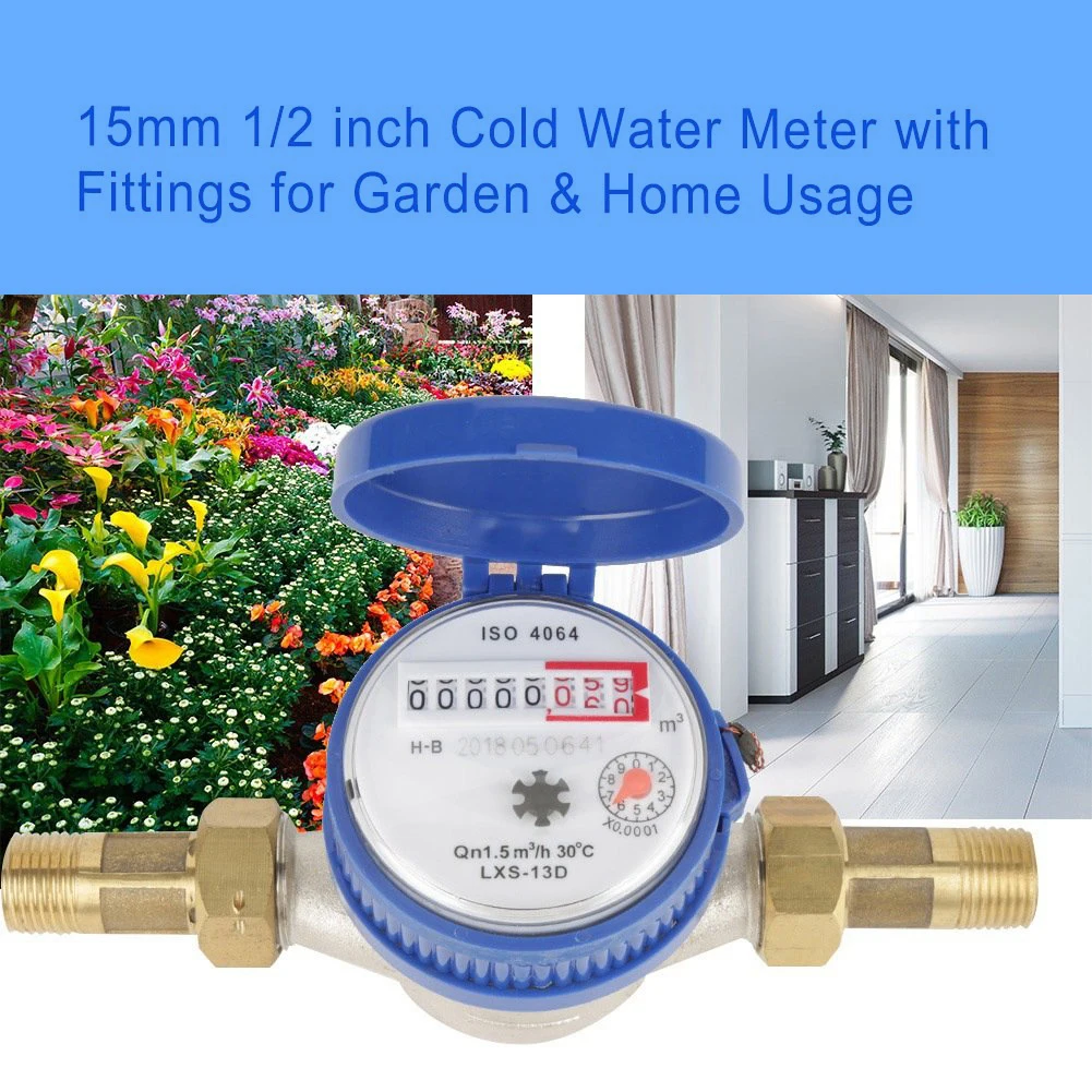 1PC Smart Digital Cold Water Meter With Mechanical Rotor Pointer 360° Adjustable Rotation Counter Pointer Cold Water Meter