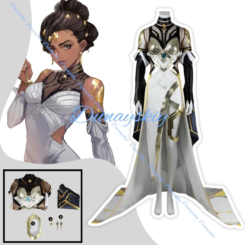 

Mel Cosplay Costume Uniform with Earring Prop for Women Halloween Carnival Christmas Role Play