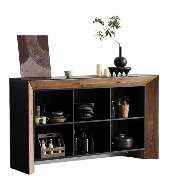 

Oak black Xuanguantai house surprise wind dining side cabinet model room storage cabinet 105 high supply table grid storage case