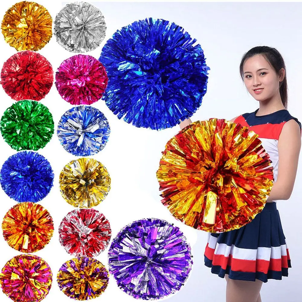 28cm Cheerleading Pom Poms Sports Cheer Balls Gold Yellow Pink Red Green Blue for Hand Dance Women Girl Kids Pompoms Accessories