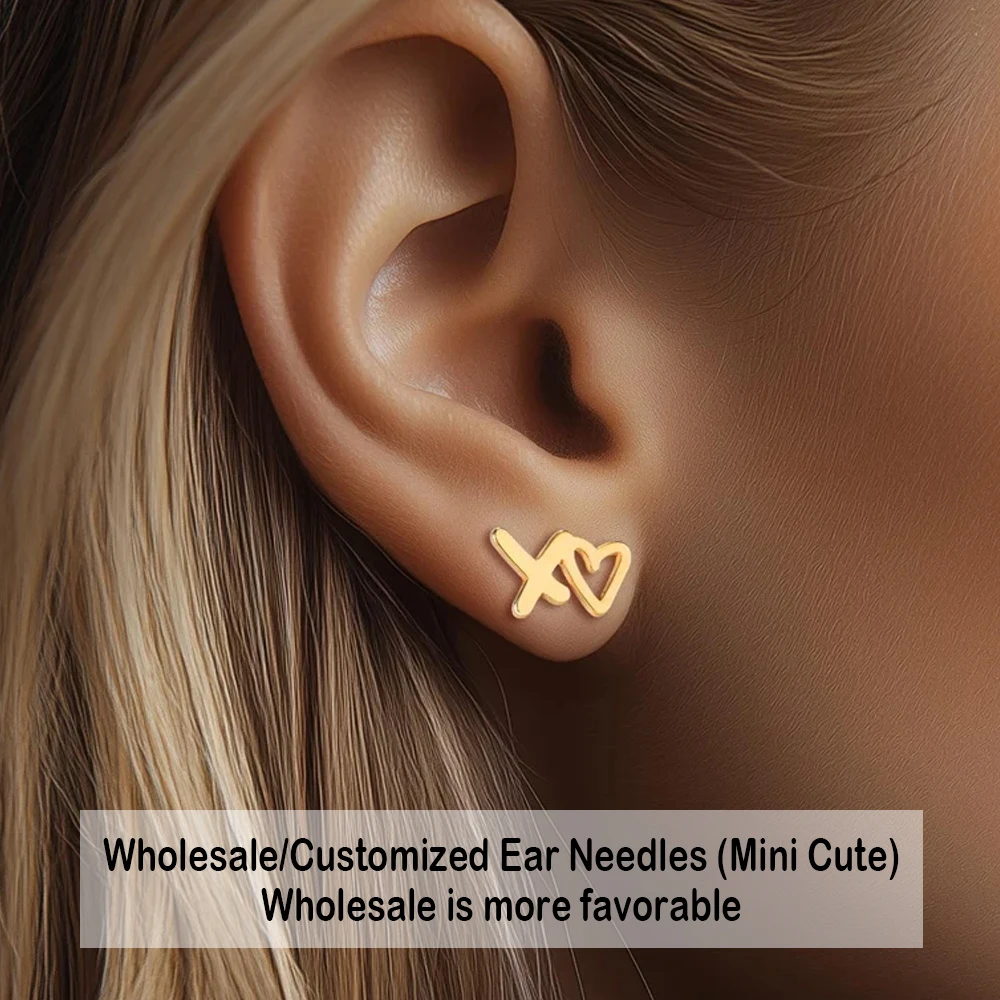 Customize Ear Needles and use the Pattern You Want, Logo， Geometric patterns, custom mini earrings, English letter earrings,