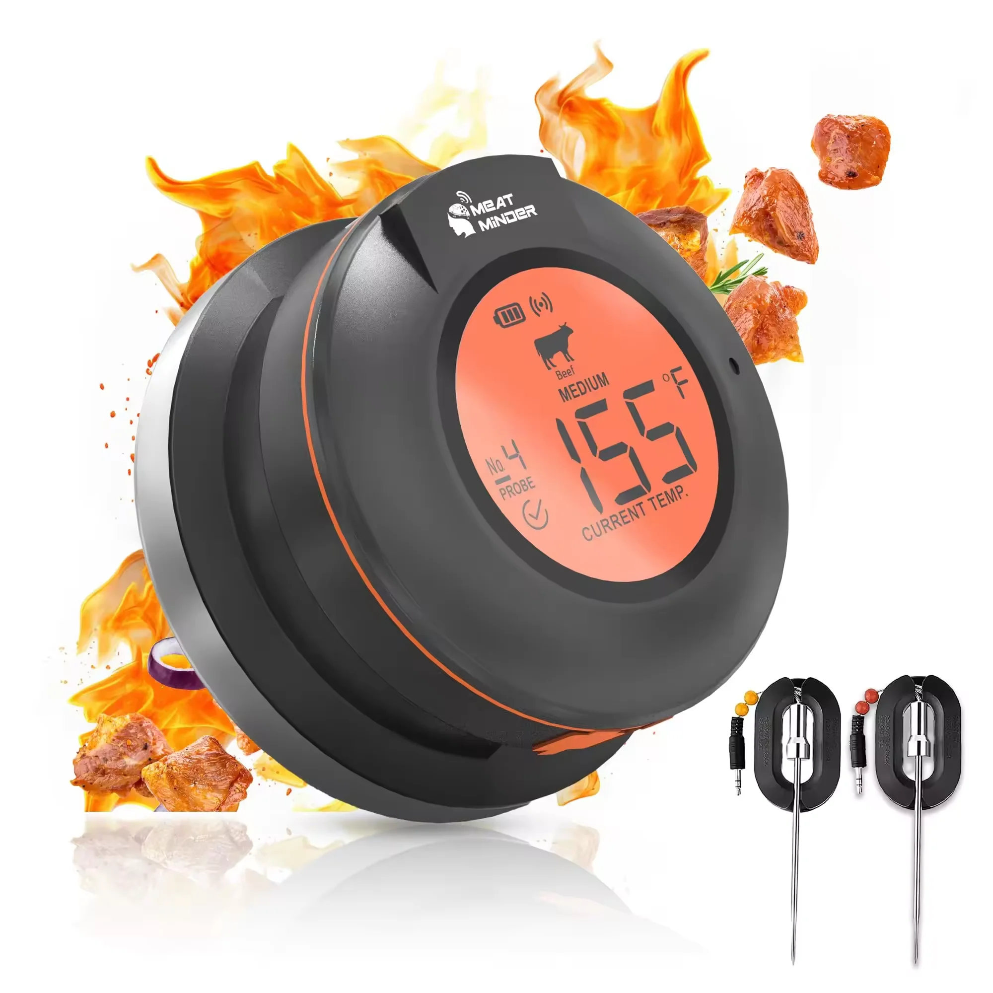 2024 Upgrade Outdoor Digital Wireless Bluetooth Dome Cooking Food Meat Thermometer For BBQ Charcoal Grill And Oven Smoker