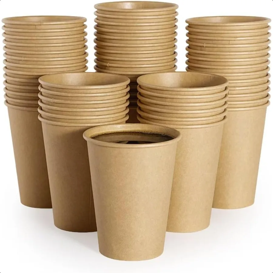 

240 Pack 12 oz Paper Cups Kraft Hot Coffee Cups Beverage Drinking Cups Hot Coffee Cups Paper Coffee Cups for Water Coffee Juic
