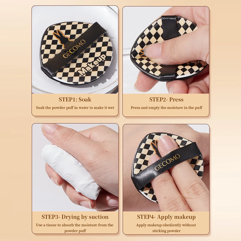 GECOMO Luchtkussen Poederdons, Nat en Droog Make-up Puff voor tweeërlei gebruik, Concealer en Make-up-holding Spons Beauty Tool