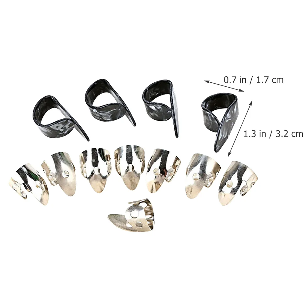 

12pcs Stainless Steel Index Finger Cap Metal Finger Picks Reusable Adjustable For Guitar Practice String Instrument Players
