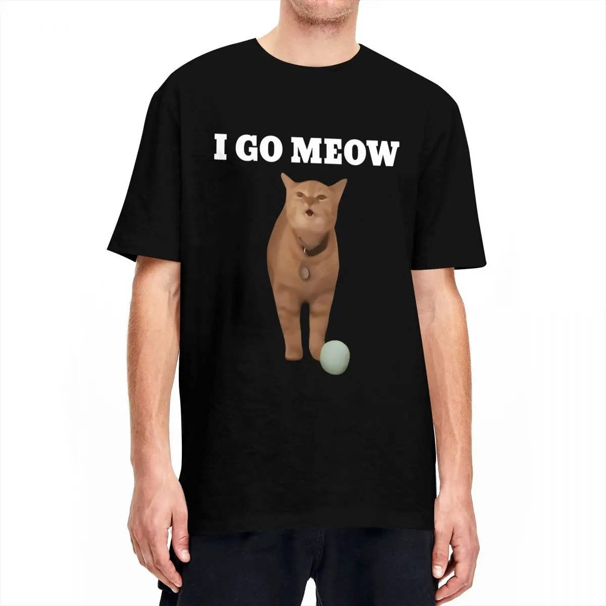 I Go Cat Meme Meow T-Shirt Summer Street Style T-Shirts Cotton Harajuku Tshirt For Men Short Sleeve Custom Logo Top Tees