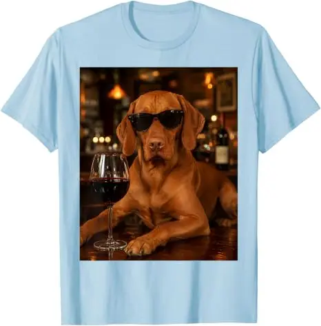 Vizsla trinkt Wein Sonnenbrille Lustiges Hunde-Meme T-Shirt Y2k Bar-Kunst Vizsla trinkt Wein Hund Grafik Ästhetische Kleidung Grafik – Detail 18