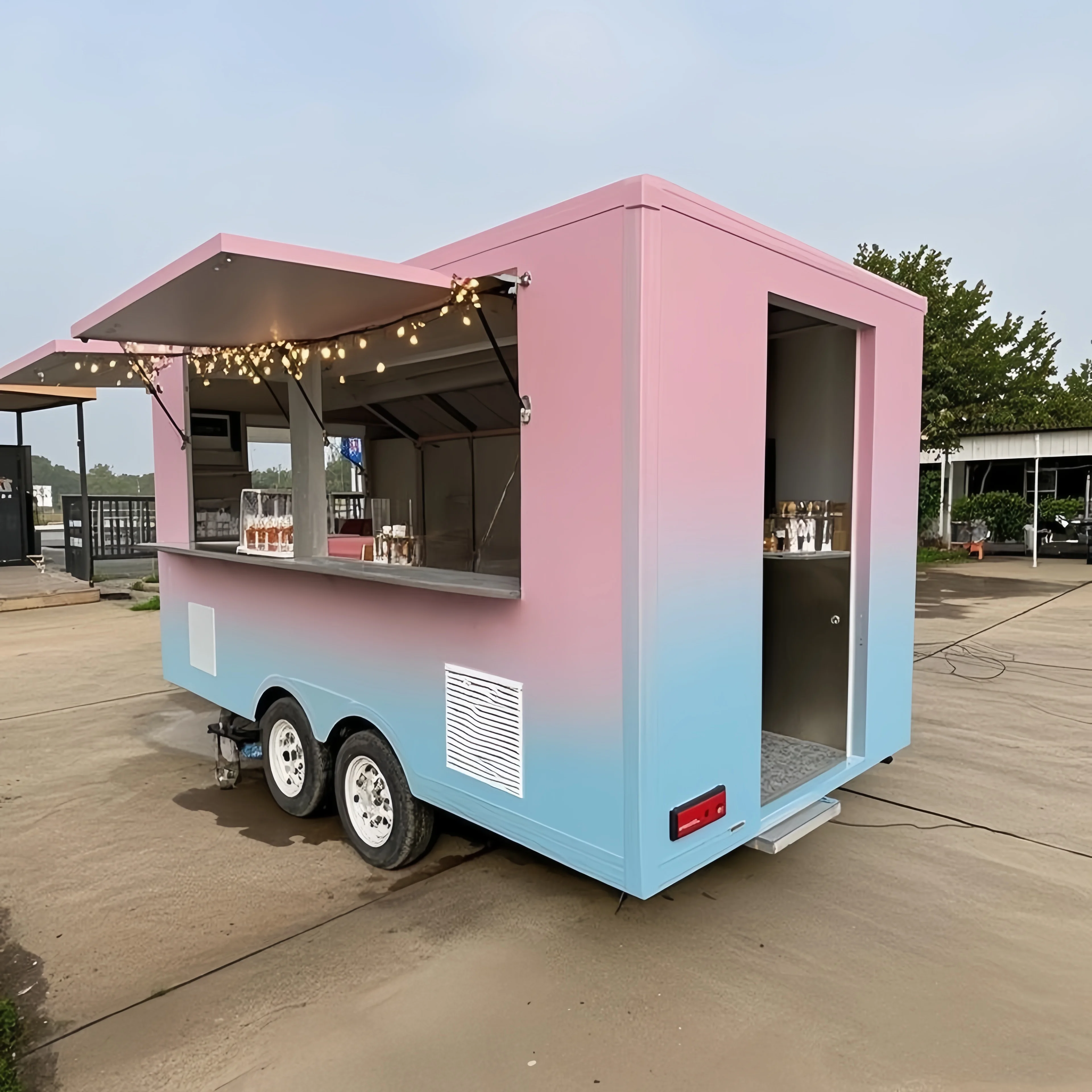 

Portable Outdoor Kitchen Food Truck Trailer Cart Mobile Snack Bar Ice Cream Truck Tent Caravan for Camping And Catering
