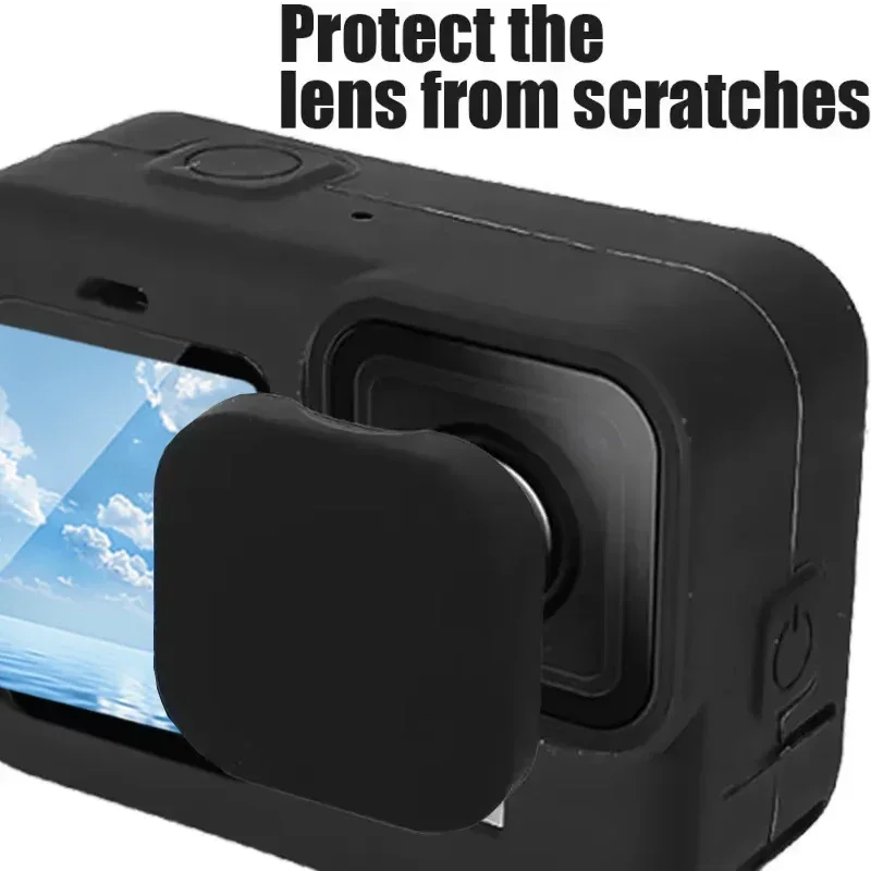 For GoPro Hero 12 11 10 9 Silicone Case Protective Sleeve Lanyard HD Tempered Glass Screen Protector Lens Cap for GoPro12 Black view 4