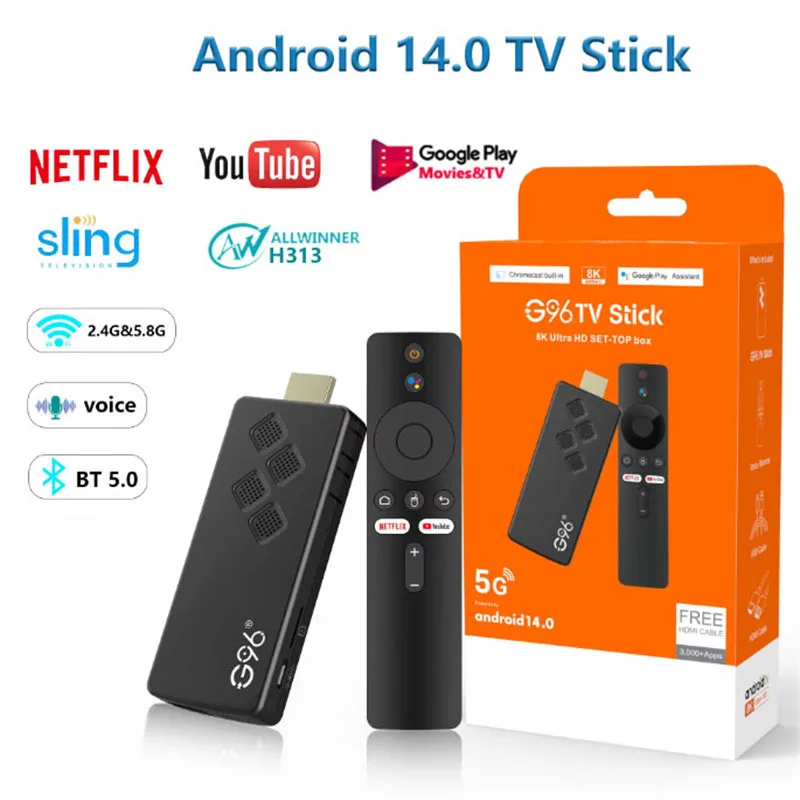 Лидер продаж ТВ-плеер Android 14 TV Stick Smart Voice Remote 8K 4K Video BT5 Wifi6 Netflix YouTube Быстрая потоковая передача VS Fire TV Stick