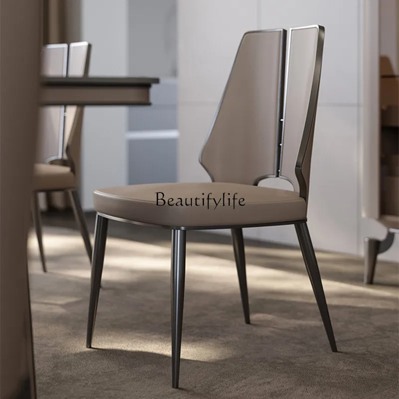 Italian-Style Light Luxury Dining Chair Simple Modern Household Model Room Chair Stainless Steel Gold Plated Armchair