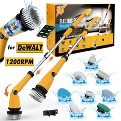 21V 1200RPM Electric Spin Scrubber Cordless Cleaning Brush with  8 Replaceable Cleaning Heads for Home Dewalt Makita Milwaukee