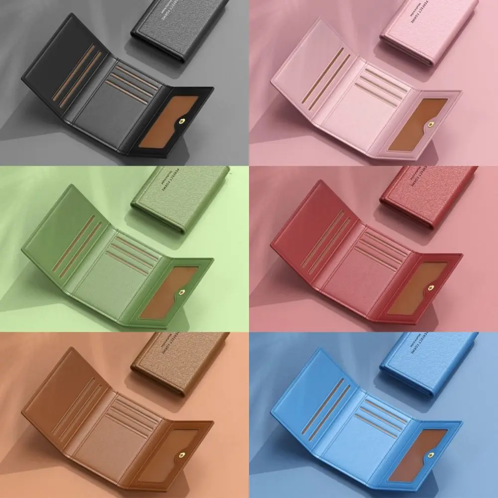 Luxury Leather Men Card Wallets Multifunctional Solid Color Card Holder Large Capacity Multi-card Male Purse Women